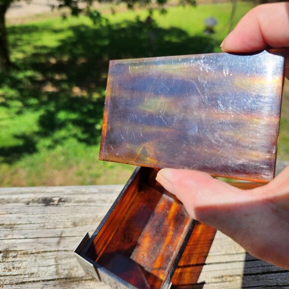 Vintage MCM Italian Faux Tortious Shell Acrilic, Lucite and Metal Box MCM, Glam - Picture 13 of 15